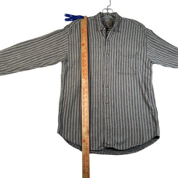 Bogari Studio Mens Shirt Sz M Beige Black Striped Long Sleeve Button Down Woven - Picture 4 of 7